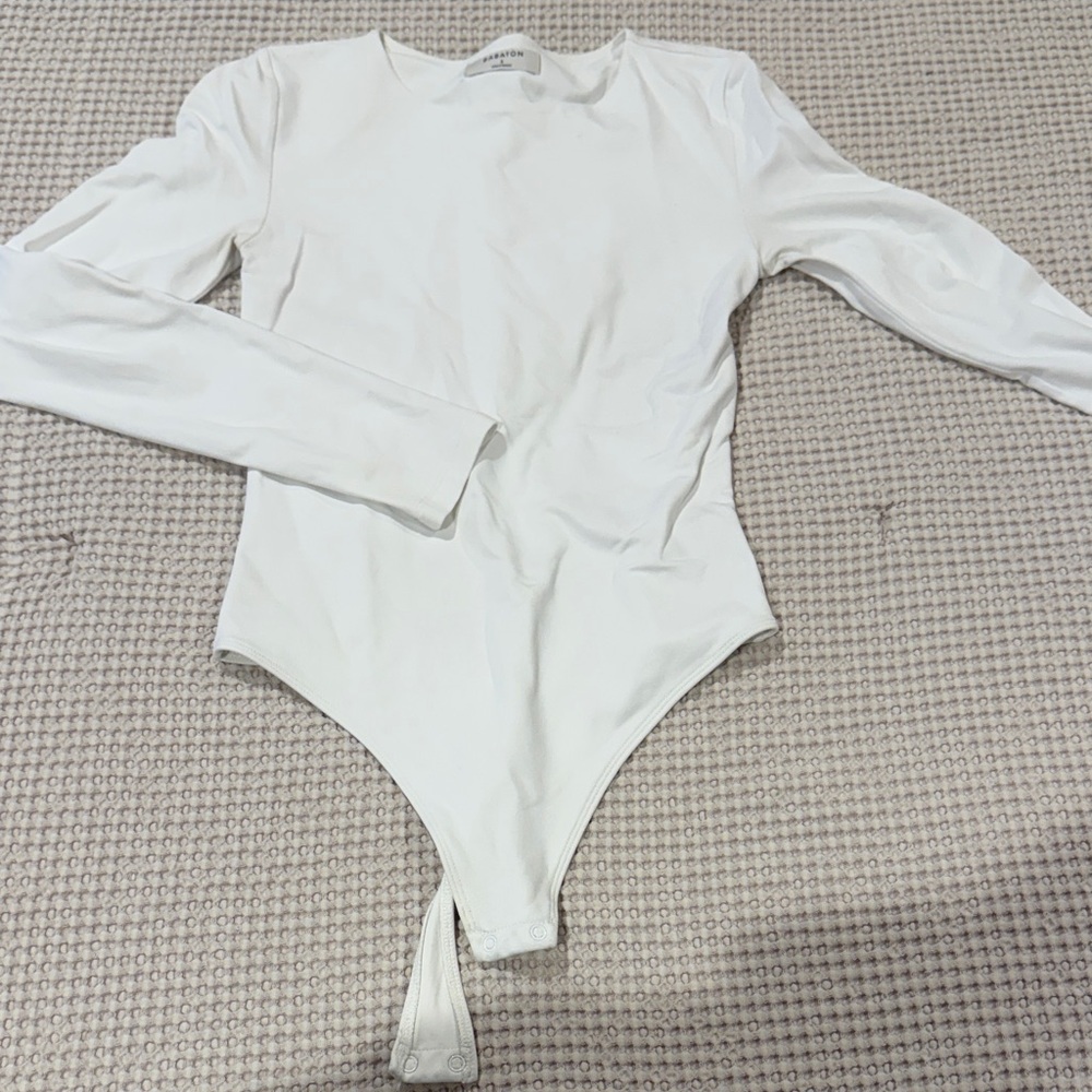 Babaton White Long Sleeve Bodysuit
